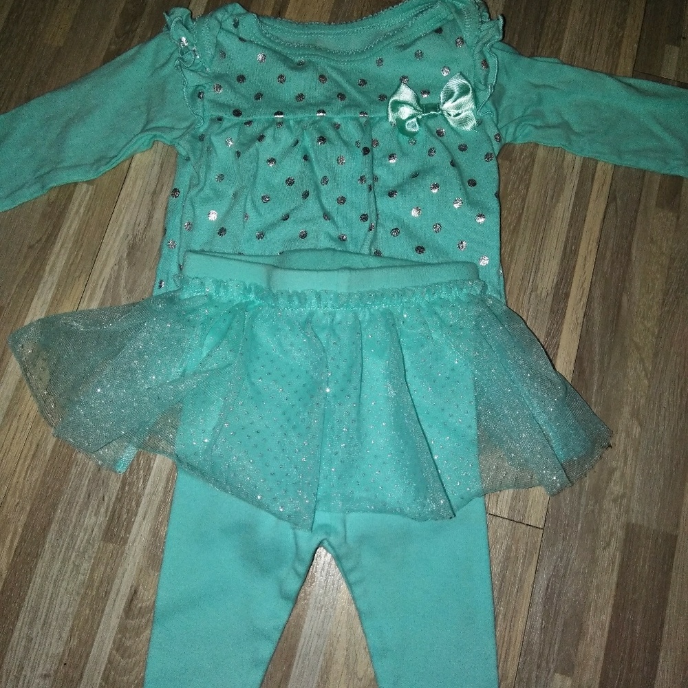 Teal & Silver 0-3 Month Outfit